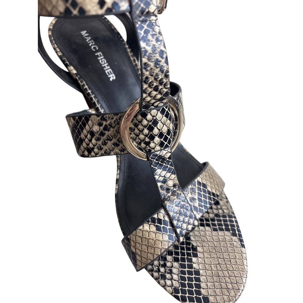 Marc Fisher Snakeskin Print Block Heel Sandals | Size 9 - Picture 7 of 10